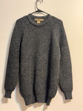 Inis Crafts 100% Wool Irish Fisherman Knit Sweater Gray Size Large